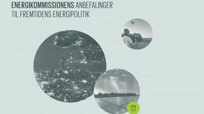 Billede med tekst " Energikommissionens anbefalinger til fremtidens energipolitik"